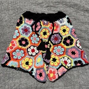 NWOT Oceanus Ava Crochet Shorts Rainbow Multi colored Free People FP Beach